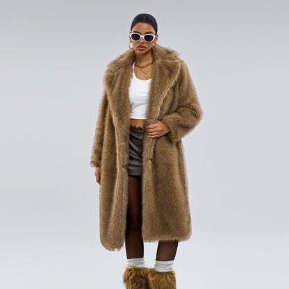 Extended Faux Fur Overcoat