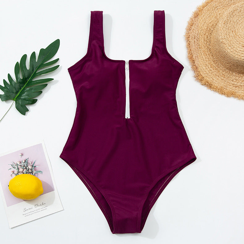 Women’s Zipper One-Piece Swimsuit – Sexy Printed Swimwear Ladies zipper sexy one-piece printed swi | Ectron Online