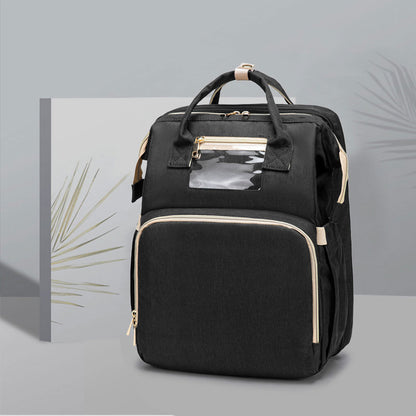 3-in-1 Diaper Bag Backpack with Folding Baby Bed & USB Charging Port USB Charging Version Mommy Bed Backpack | Ectron Online