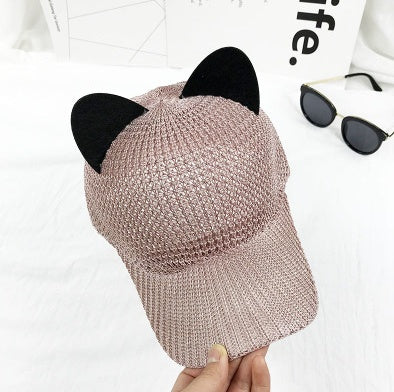 Summer Cute Cat Ear Breathable Solar Mesh Baseball Caps