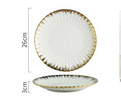 Nordic Creative Ceramic Chrysanthemum Plate Light Luxury Dinner Plate Household Tableware Set Plate