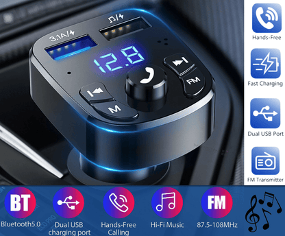 Wireless Car Bluetooth FM Transmitter | MP3 Player & USB Fast Charger Wireless Car Bluetooth FM Transmitter MP | Ectron Online