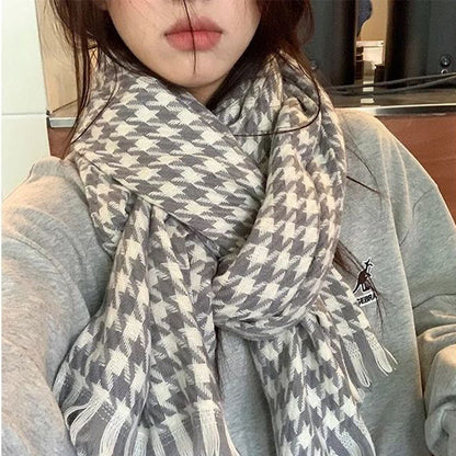 Female Fashionable And Warm Thousand Birds Check Scarf Shawl