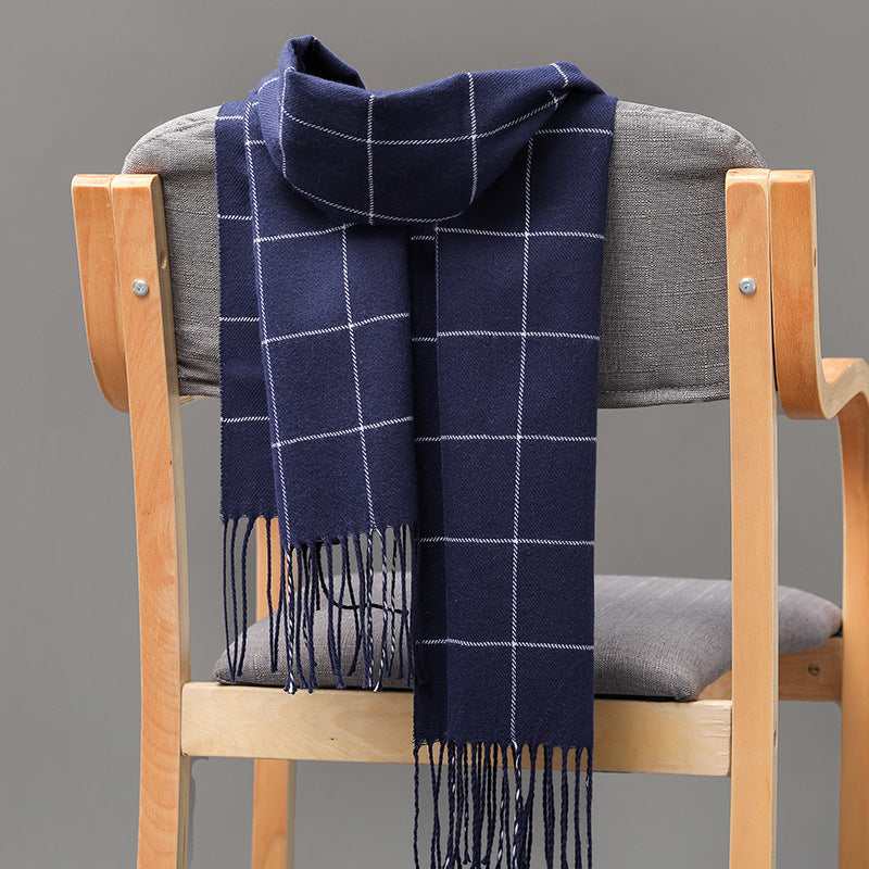 British Plaid Imitation Cashmere Tassels Couple Parent-child Men's Scarf