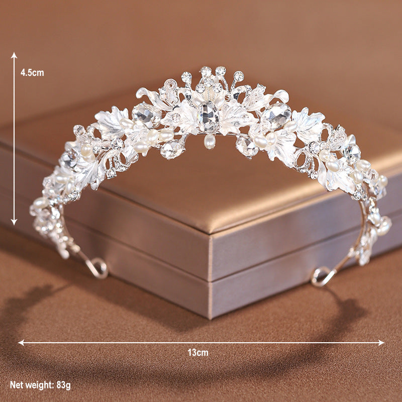 Pearl Elegant Crown Headdress - Female Birthday & Wedding Tiara Pearl Elegant Crown Headdress Female Bir | Ectron Online
