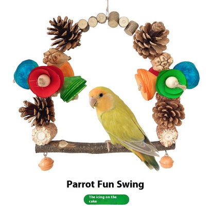 Parrot Swing Pine Nut Grinding Mouth Grinding Claw Log Bird Stand Rod Color Decoration