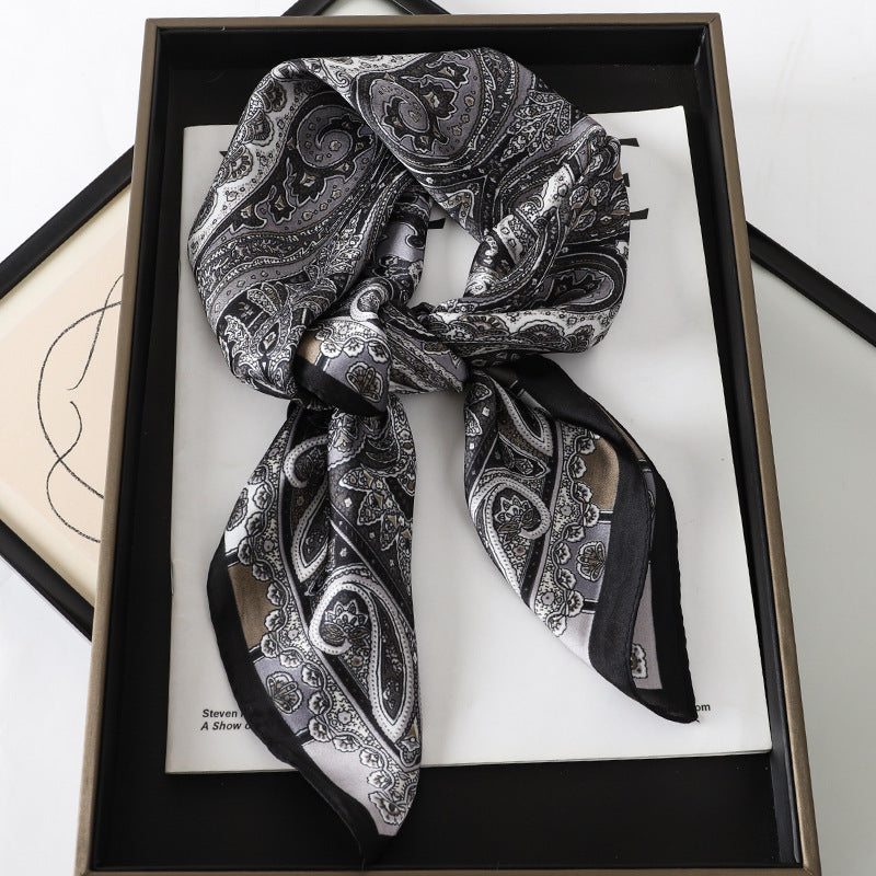 Solid Color Square Scarf - Elegance & Style Artificial Silk Striped High-grade Korea | Ectron Online