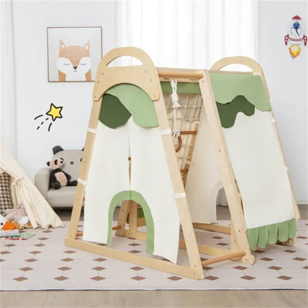 6-in-1 Wooden Kids Jungle Gym Playset | Indoor Climbing Set