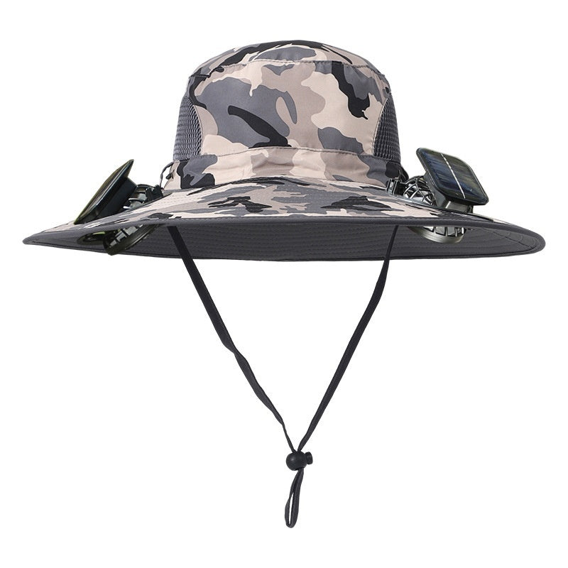 Solar-Powered Outdoor Sun Hat with Fan – Wide Brim Cooling Hat Outdoor Wide Brim Sun Hat With Solar Fan | Ectron Online