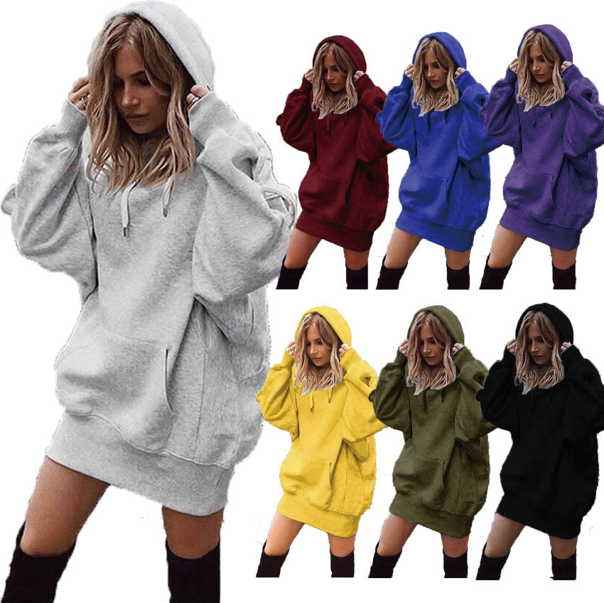 Women’s pullover hooded fleece sweatshirt, assorted colors on multiple models