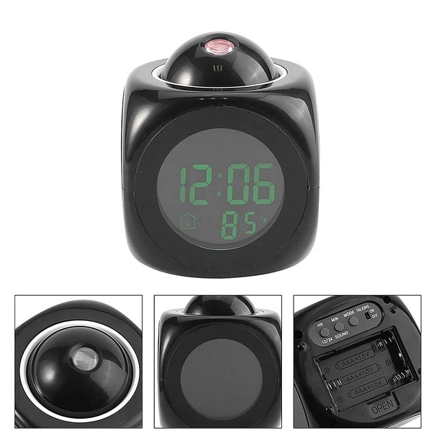 LED Projection Alarm Clock with Voice Talking | Digital LCD Snooze