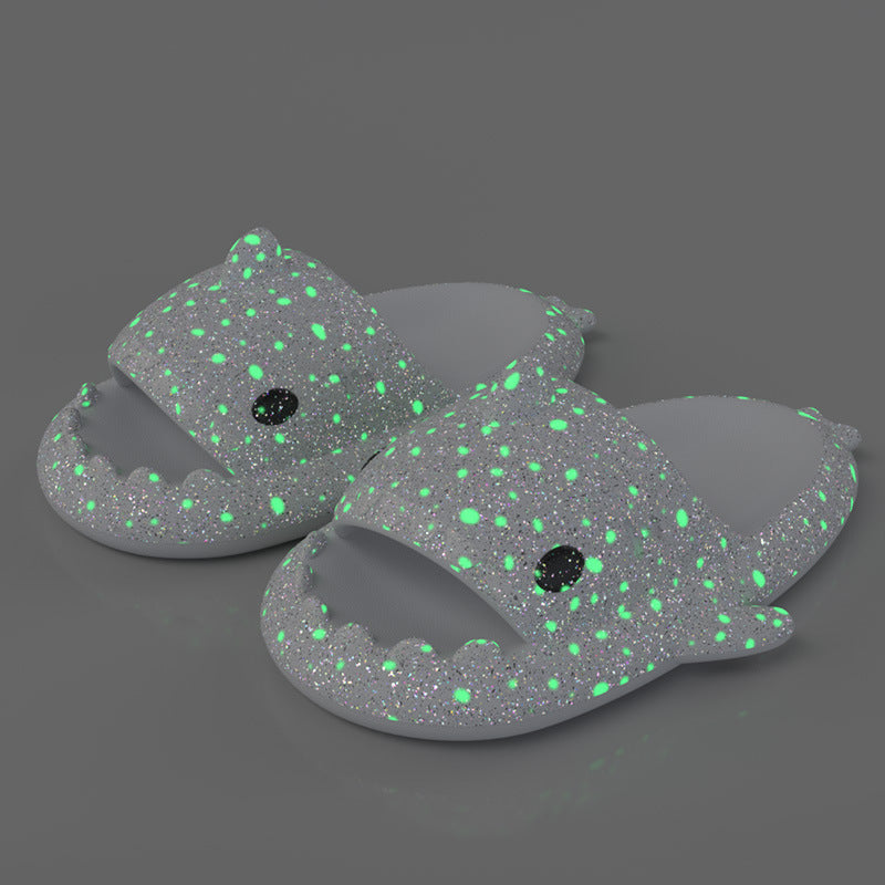 Shark Slippers With Starry Night Light Design Bathroom Slippers Couple House Shoes For Women Shark Slippers With Starry Night Light D | Ectron Online