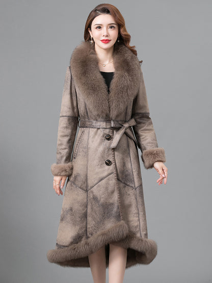 Women's Thickened Real Fur Coat