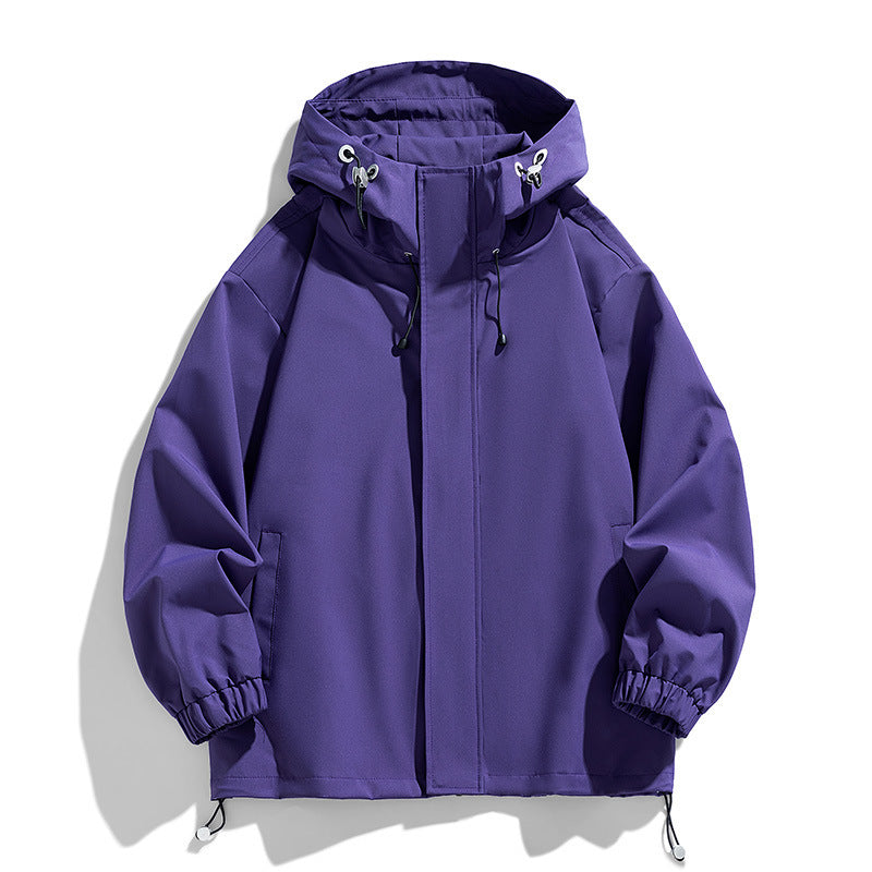 Men's Loose Hooded Shell Jacket Men's Sports Casual Shell Jacket Solid C | Ectron Online
