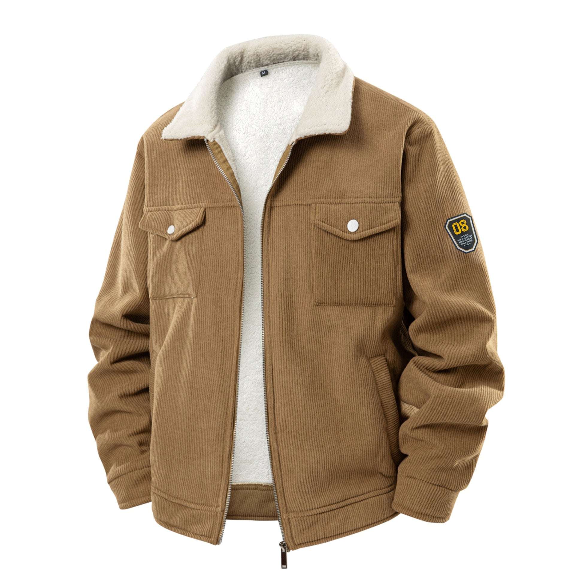 Men's Fleece-Lined Lambswool Coat Fleece-lined Thickened Fashionable Lapel | Ectron Online