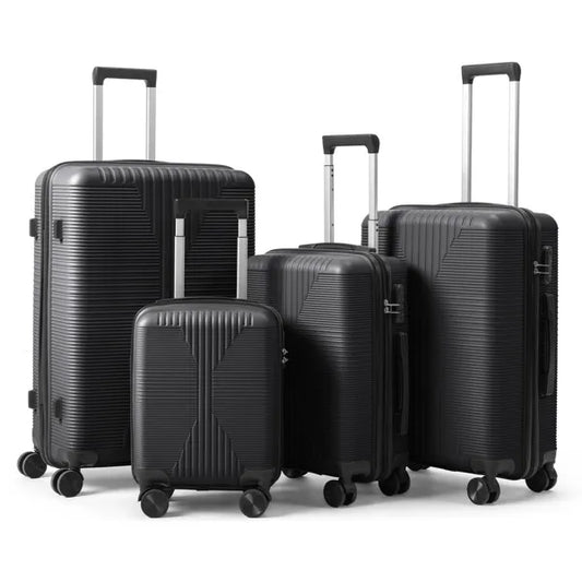 4-in-1 PP Trolley Case Set - Black Non-TSA Customs Lock 4-in-1 PP Trolley C | Ectron Online