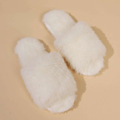 Fashion Plush Open-Toed Slippers – Warm, Soft & Fluffy for Women Fashion Open-toed Plush Slippers Winter | Ectron Online