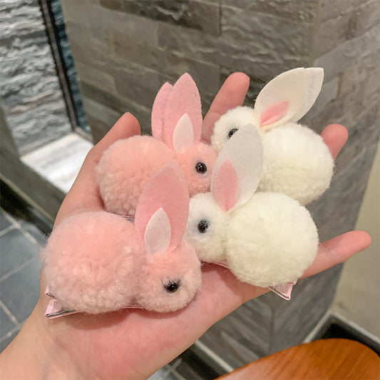 Cute Bunny Three-dimensional Barrettes Children's Plush Clip
