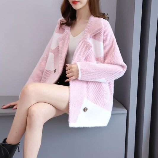 Mink Fur Knit Cardigan - Loose, Thick & All-Matching Mink Fur Women's Coat Wear Loose All-mat | Ectron Online