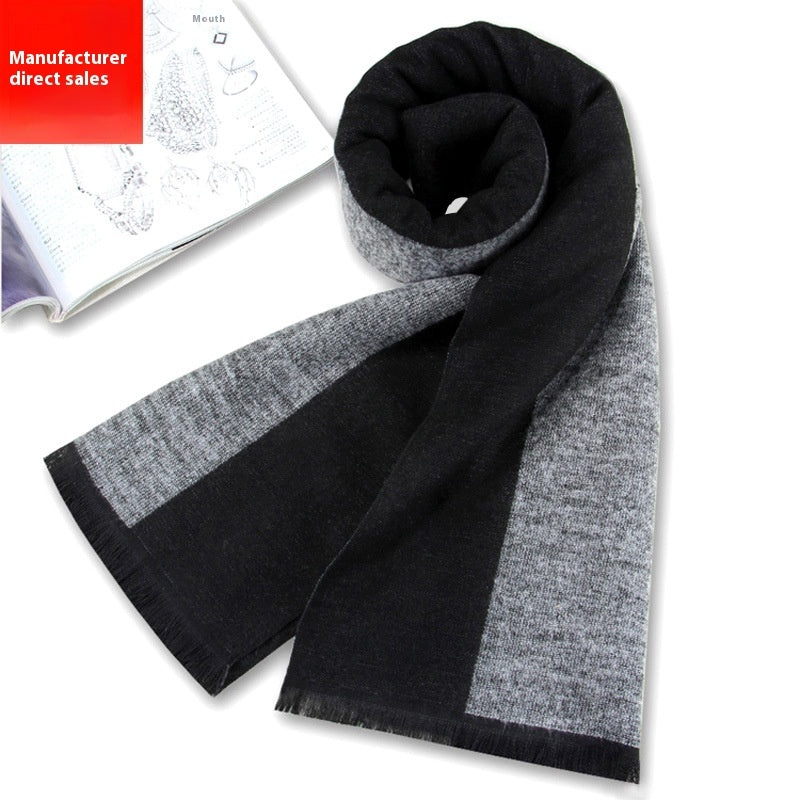 New Men's Cashmere-Like Striped Scarf