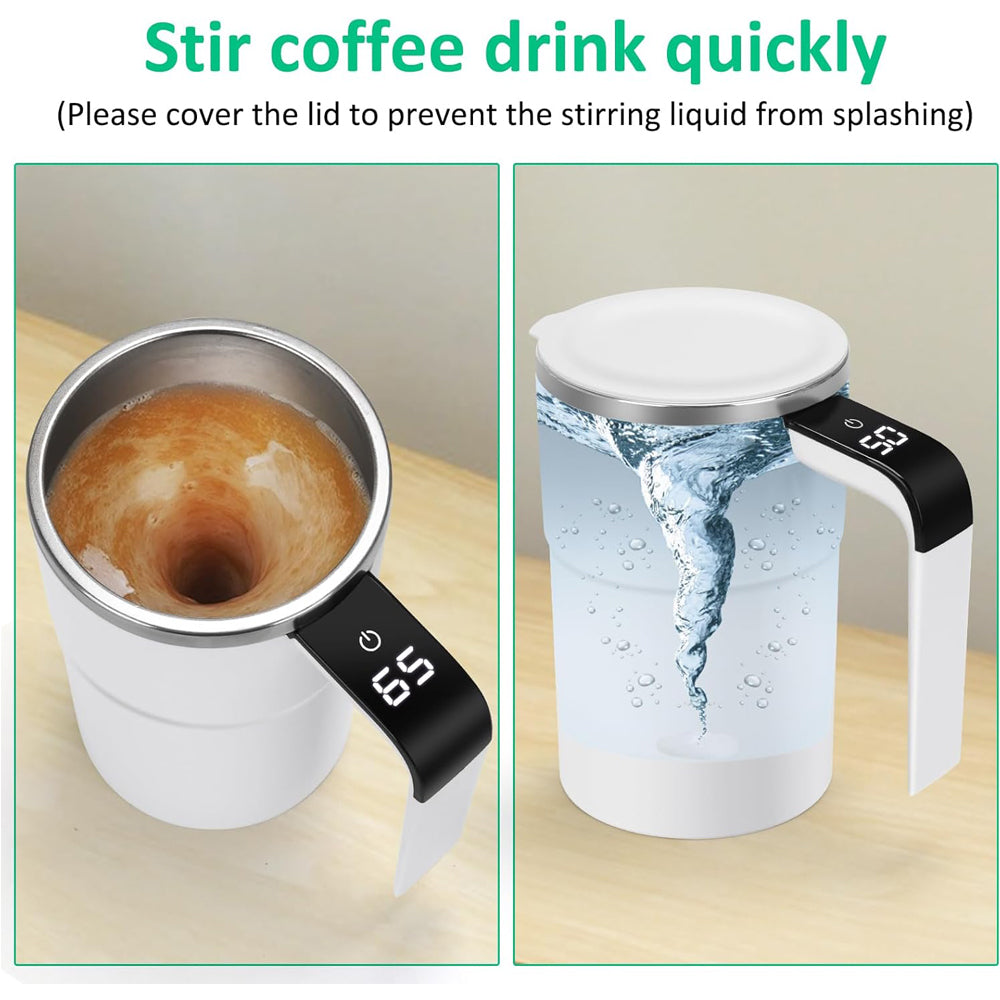 12oz Self-Stirring Coffee Mug | Auto Magnetic Cup with LED Temperature Display
