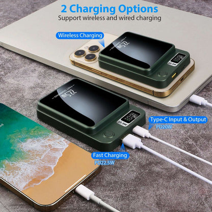 10000mAh MagSafe Power Bank | PD 20W Fast Wireless Magnetic Charger 1Pc 2 In 1 Magnetic Wireless Power Bank | Ectron Online