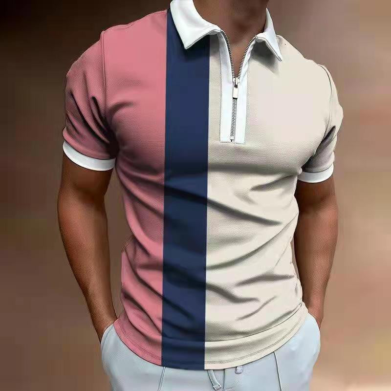 Men’s Striped Printed Polo Shirt – Short Sleeve Lapel Tee Men's POLO Shirt Striped Printed Short S | Ectron Online
