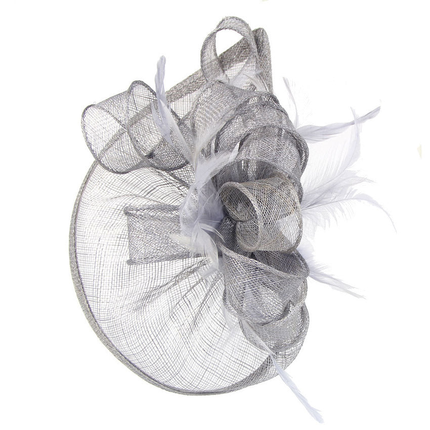 Hemp Yarn Feather Hairpin – Elegant Bridal & Banquet Accessory Hemp Yarn Banquet Net Top Hat Bridal Fea | Ectron Online