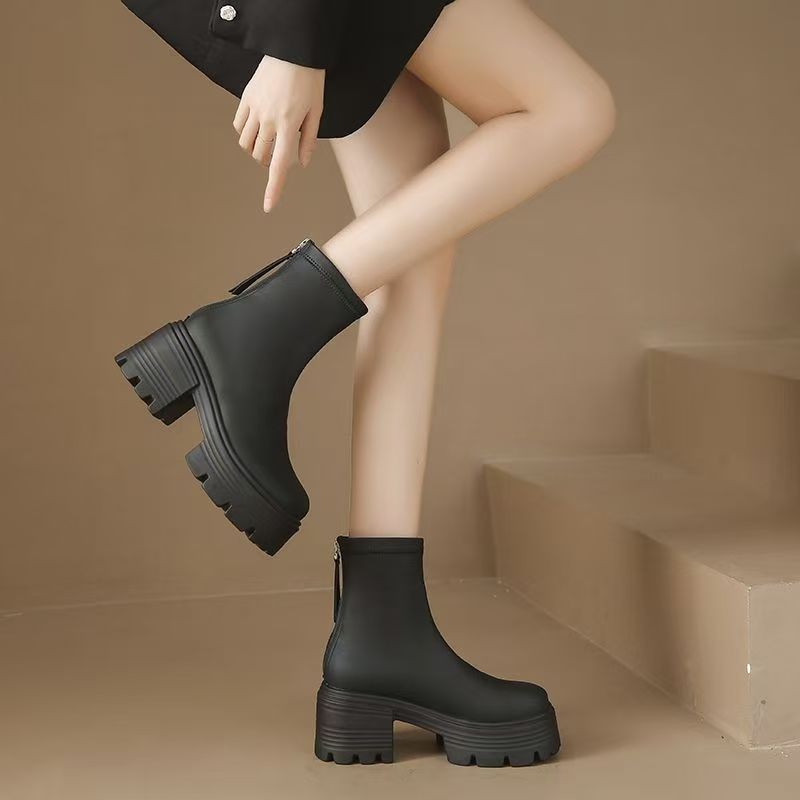 British Style Platform Ankle Boots