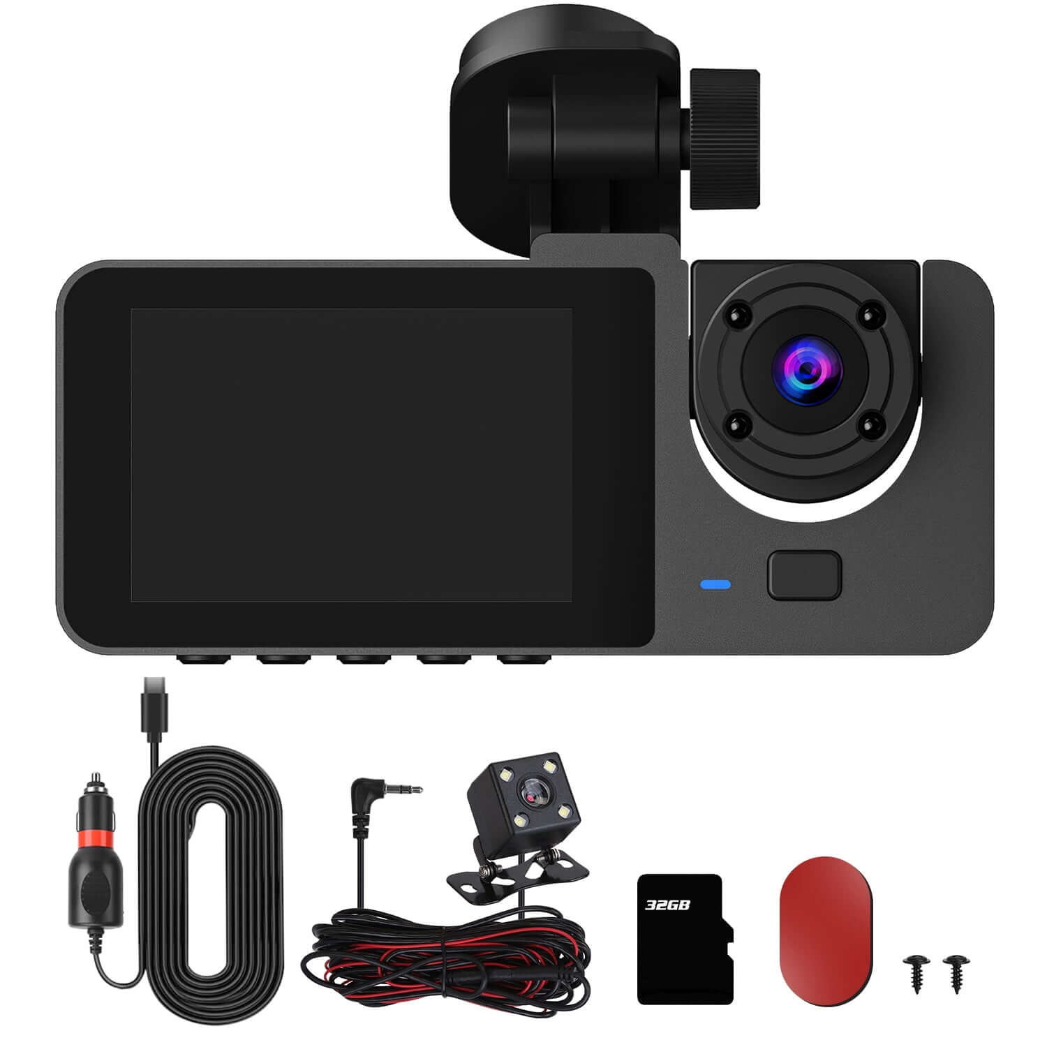 3-Channel 360° Dash Cam - 1080P Front, Interior & Rear Car Camera 3 Channel Dash Cam Front Inside Rear Veh | Ectron Online