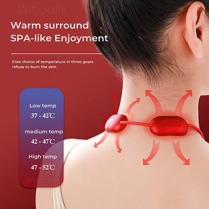 2024 Mini Portable Hanging Neck Massager With Heat Electric EMS TENS Pulse Hot Compress Smart Cervical Spine Massager Shoulder