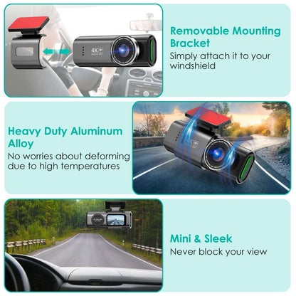 Mini 4K WiFi Car Dash Cam 1Pc 4K 1080P Car Dash Cam 2.4GHz WiFi Ca | Ectron Online