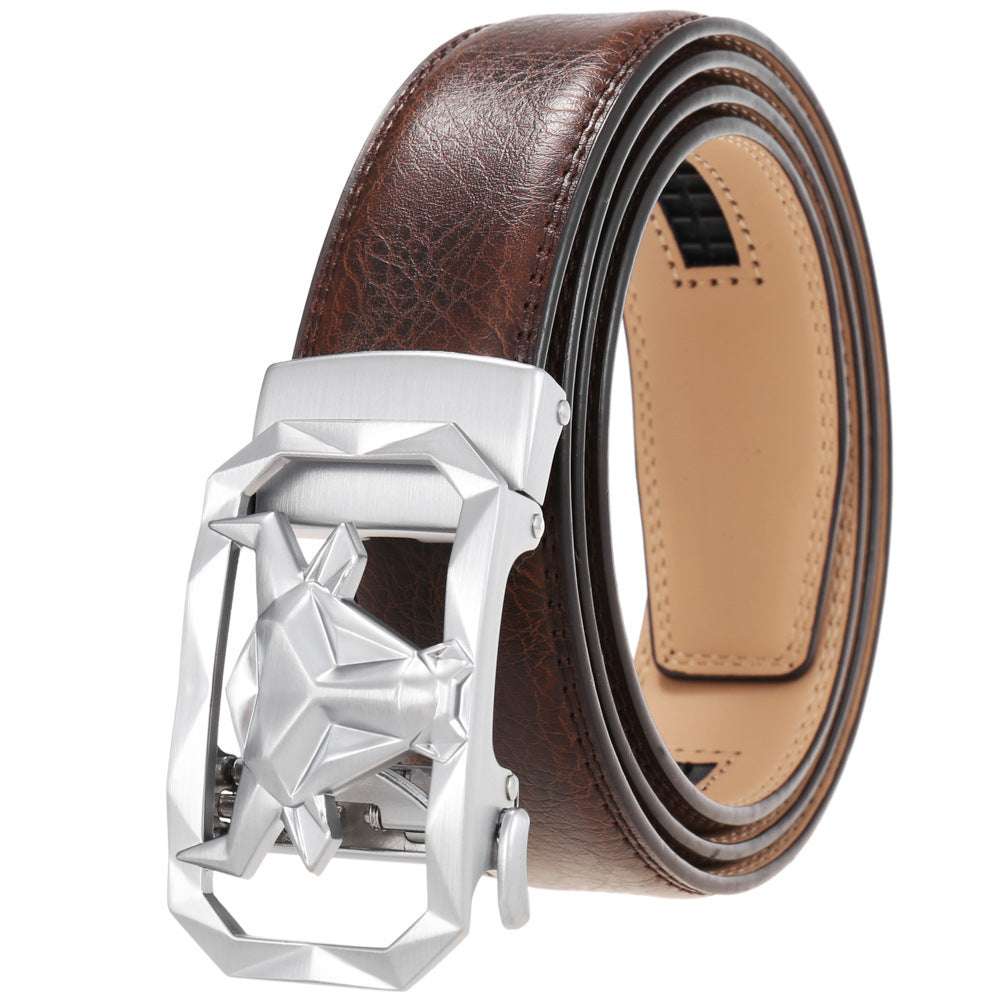 Fashion Men's Leather Belt Alloy Automatic Buckle with sleek design and premium leather.