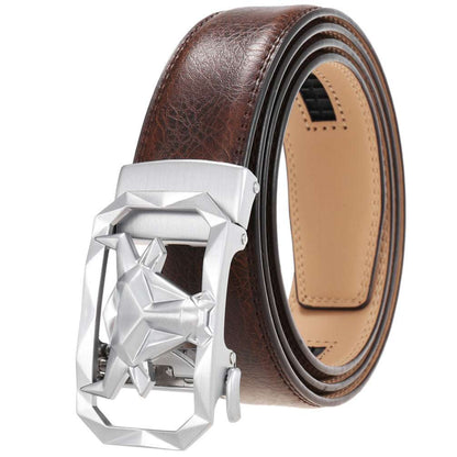 Fashion Men's Leather Belt Alloy Automatic Buckle with sleek design and premium leather.