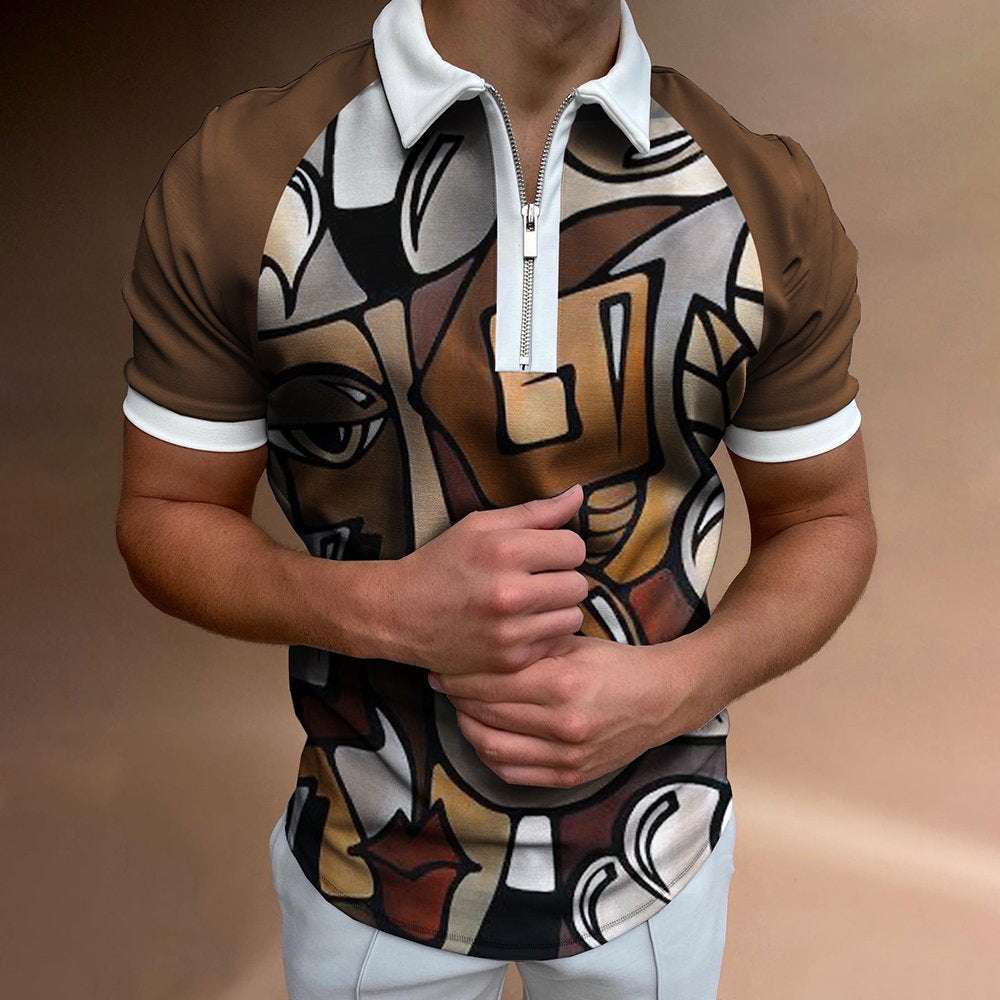 Men’s Striped Printed Polo Shirt – Short Sleeve Lapel Tee Men's POLO Shirt Striped Printed Short S | Ectron Online