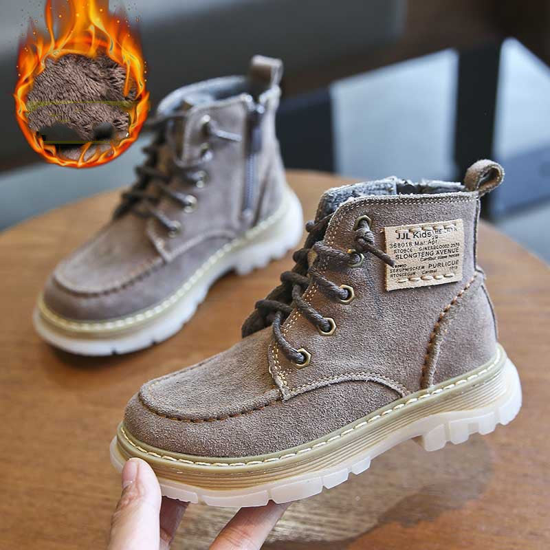 Fashionable Kids' Leather & Velvet Martin Boots Children's New Martin Boots Leather And | Ectron Online