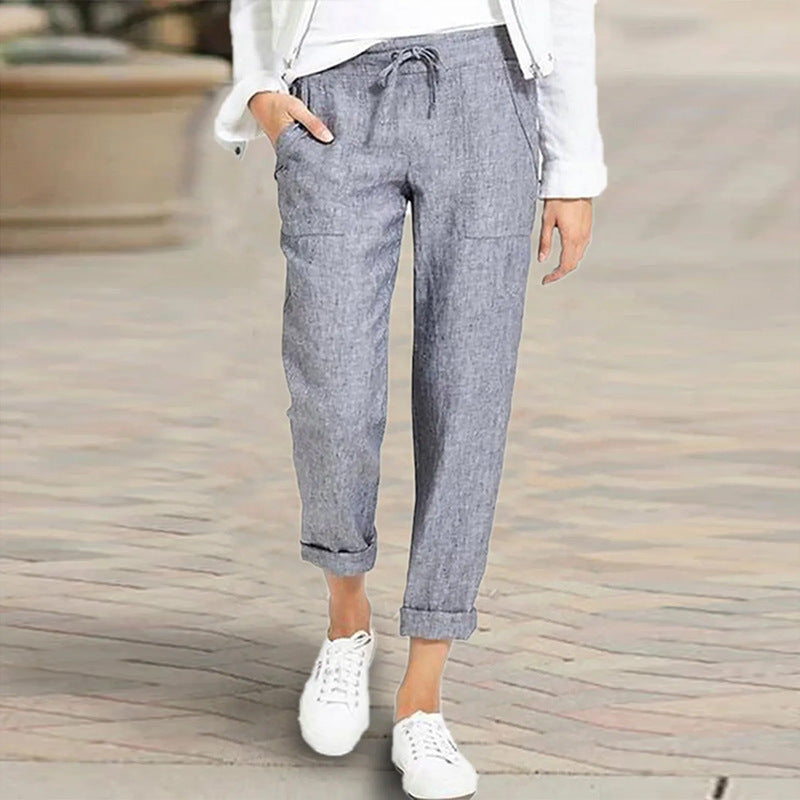 Oversized cotton and linen slacks