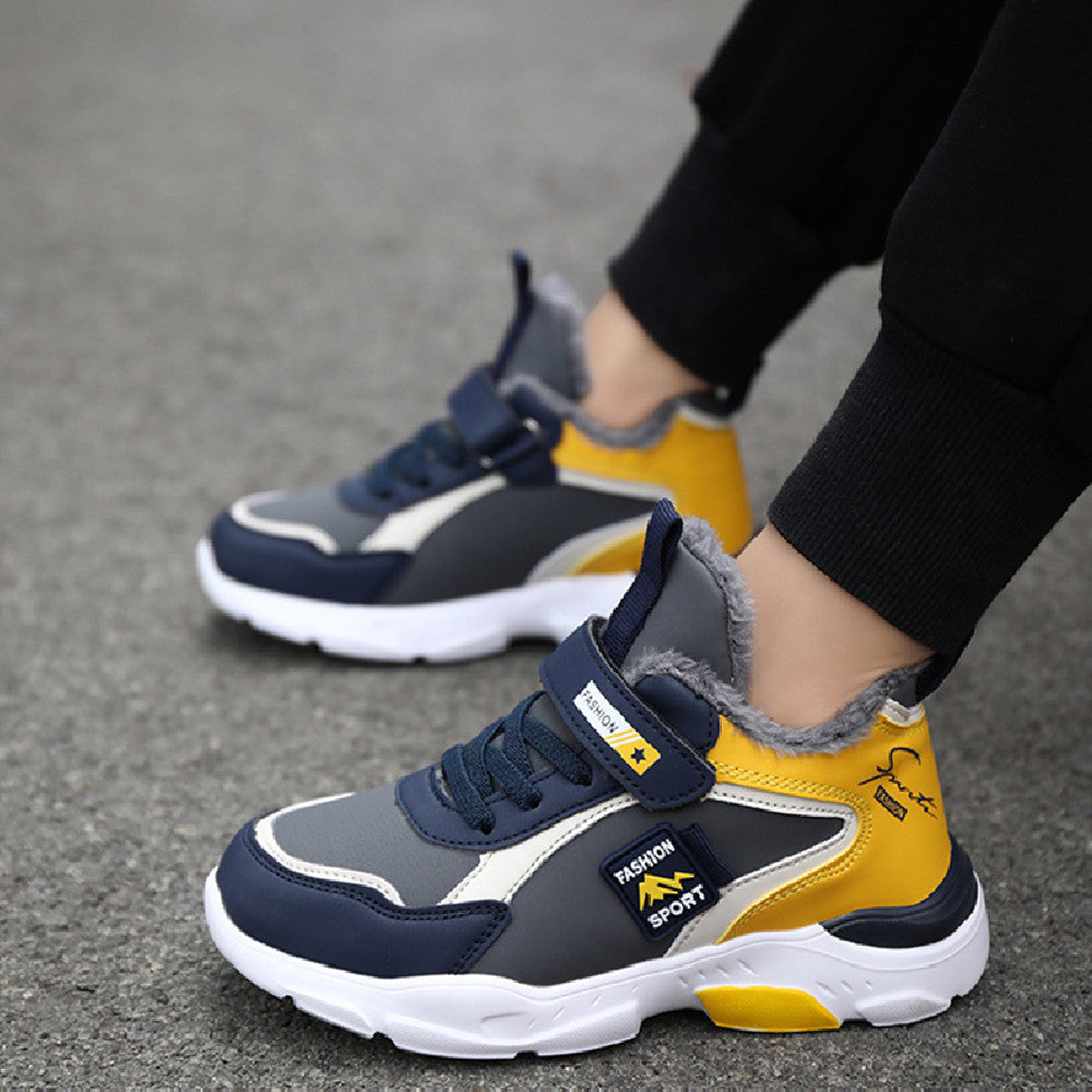 Kids' Winter Leather Sneakers | Plush & Velvet Lined Winter Children's Leather Plus Velvet Sn | Ectron Online