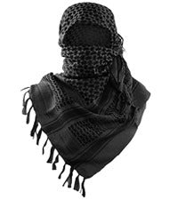 Black scarf with a pattern on a white background