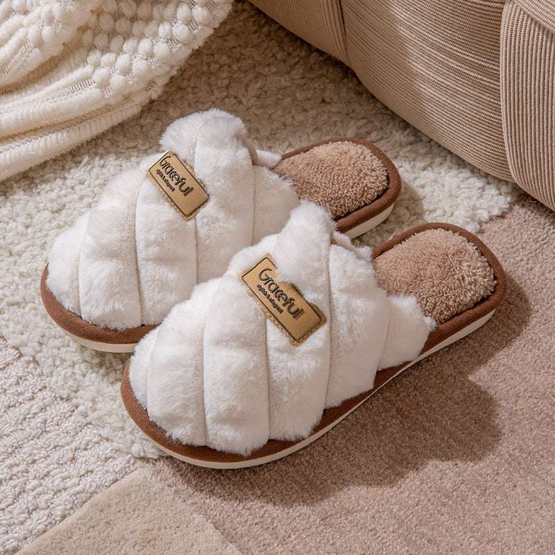 Plush Cotton Slippers – Thick Bottom, Non-Slip & Warm Comfort New Simple Thick Bottom Interior Home No | Ectron Online