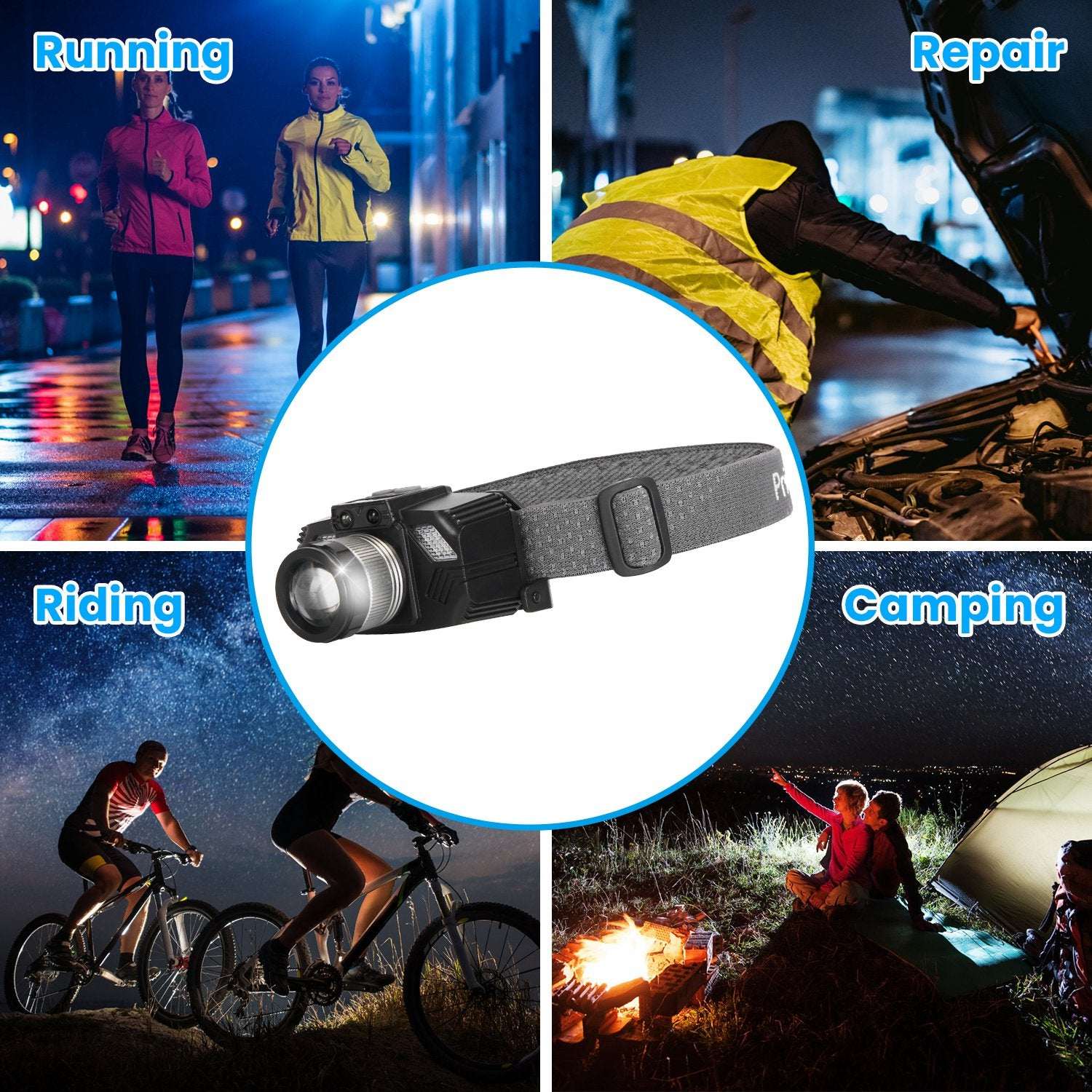 Motion Sensor LED Headlamp - Zoomable Waterproof 3-Mode Headlight 1Pc Motion Sensor LED Headlamp Zoomable | Ectron Online