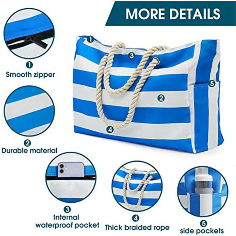 Striped Beach Large Storage Canvas Traveling Bag