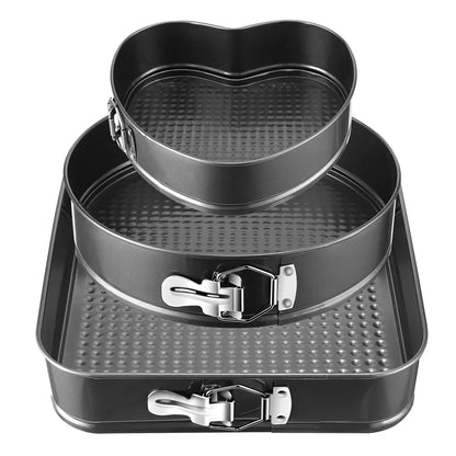 3 Pcs Non-Stick Springform Pan Set - 9", 10", 11" Leakproof Cake Pans Non Stick Springform Cake Pan Leakproof | Ectron Online