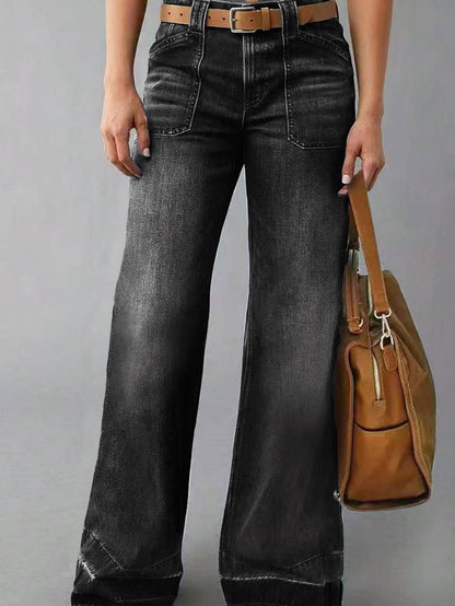 Women's Retro High-Waist Straight Jeans | Slimming All-Matching Denim Retro High Waist Straight Loose Slimming | Ectron Online