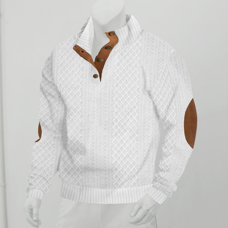Men's Stand Collar Jacquard Knitted Pullover - Long Sleeve Sweater Stand Collar Long Sleeve Jacquard Knitte | Ectron Online