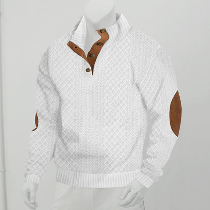 Men's Stand Collar Jacquard Knitted Pullover - Long Sleeve Sweater Stand Collar Long Sleeve Jacquard Knitte | Ectron Online
