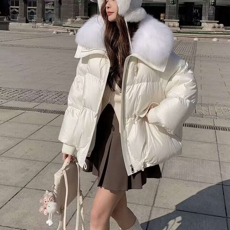 Women's Short Fur Collar Winter Jacket Down Cotton-padded Jacket Women's Short | Ectron Online