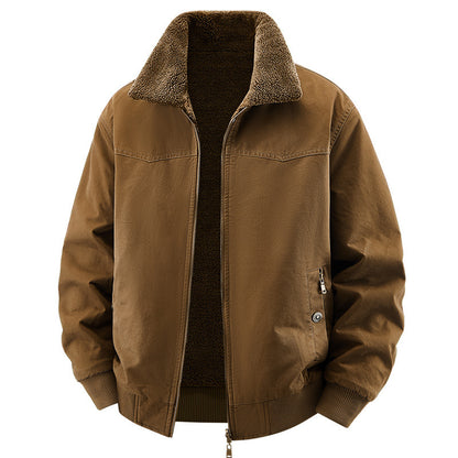 men's loose fleece-lined warm jacket