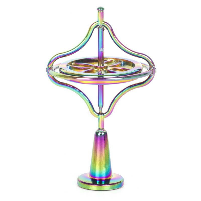 Rainbow iridescent self-balancing finger gyroscope with circular frame
