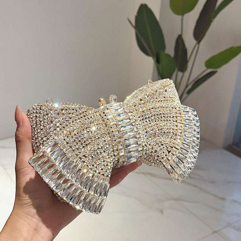 Fashion Metal Bow Clutch Crossbody Bag